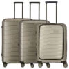 Travelite Air Base - 4-Rollen-Trolley Set 3tlg. L/M/S Fronttasche -Taschen Discounter Travelite Air Base 4 Rollen Trolley Set 3tlg L M S Fronttasche champagner metallic 075342 40 1